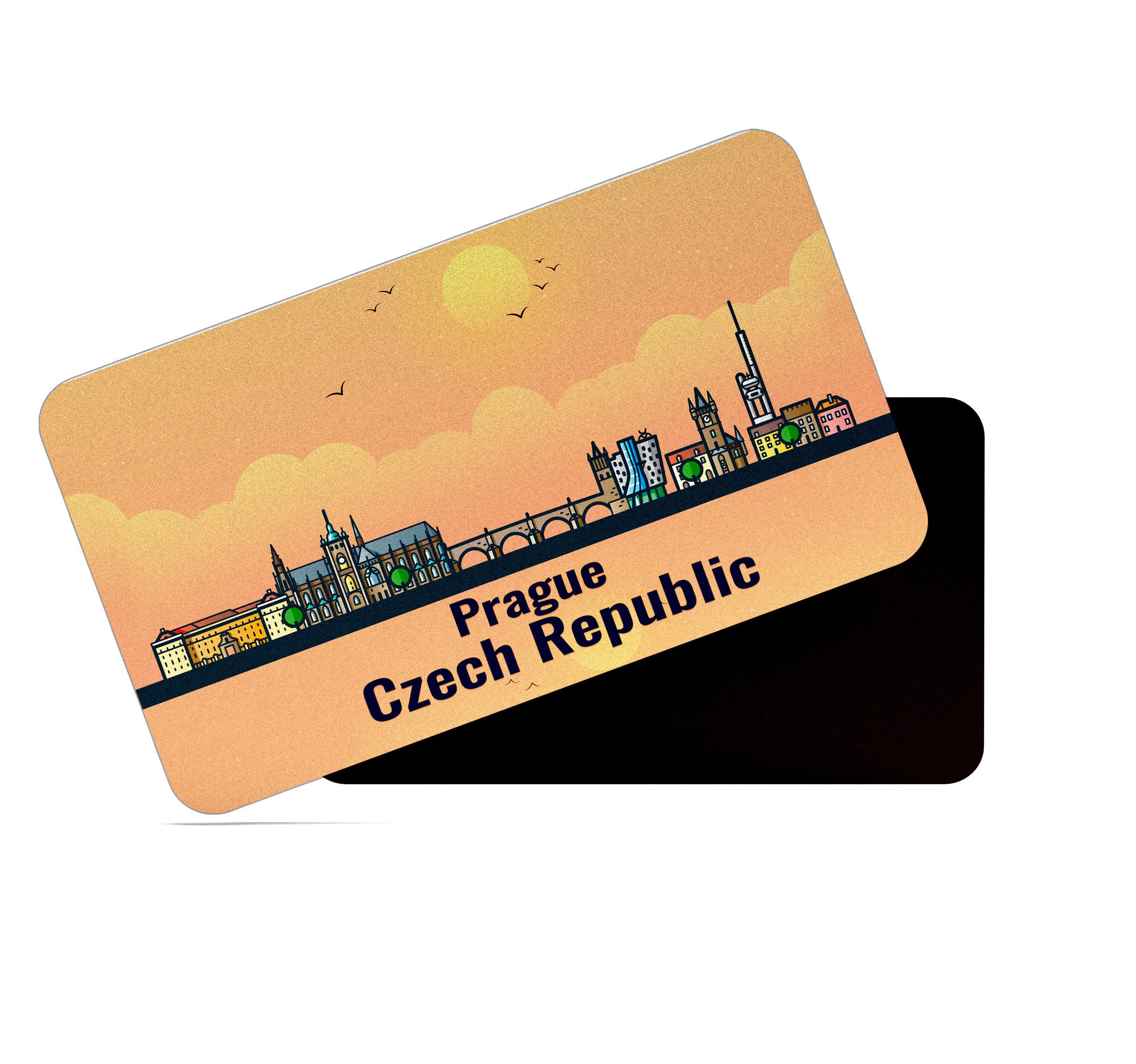 dhcrafts Rectangular Fridge Magnet Orange Czech Republic Prague Design Pack of 1 (8.6cm x 5.4cm)